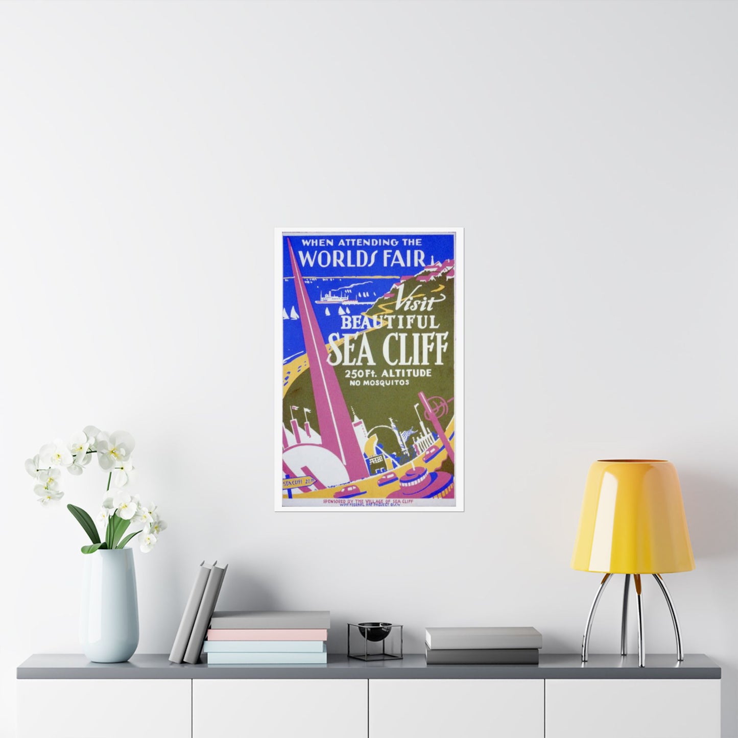 Sea Cliff WPA Poster, 1939 New York World's Fair Travel Print, Vintage Long Island Art 20x30