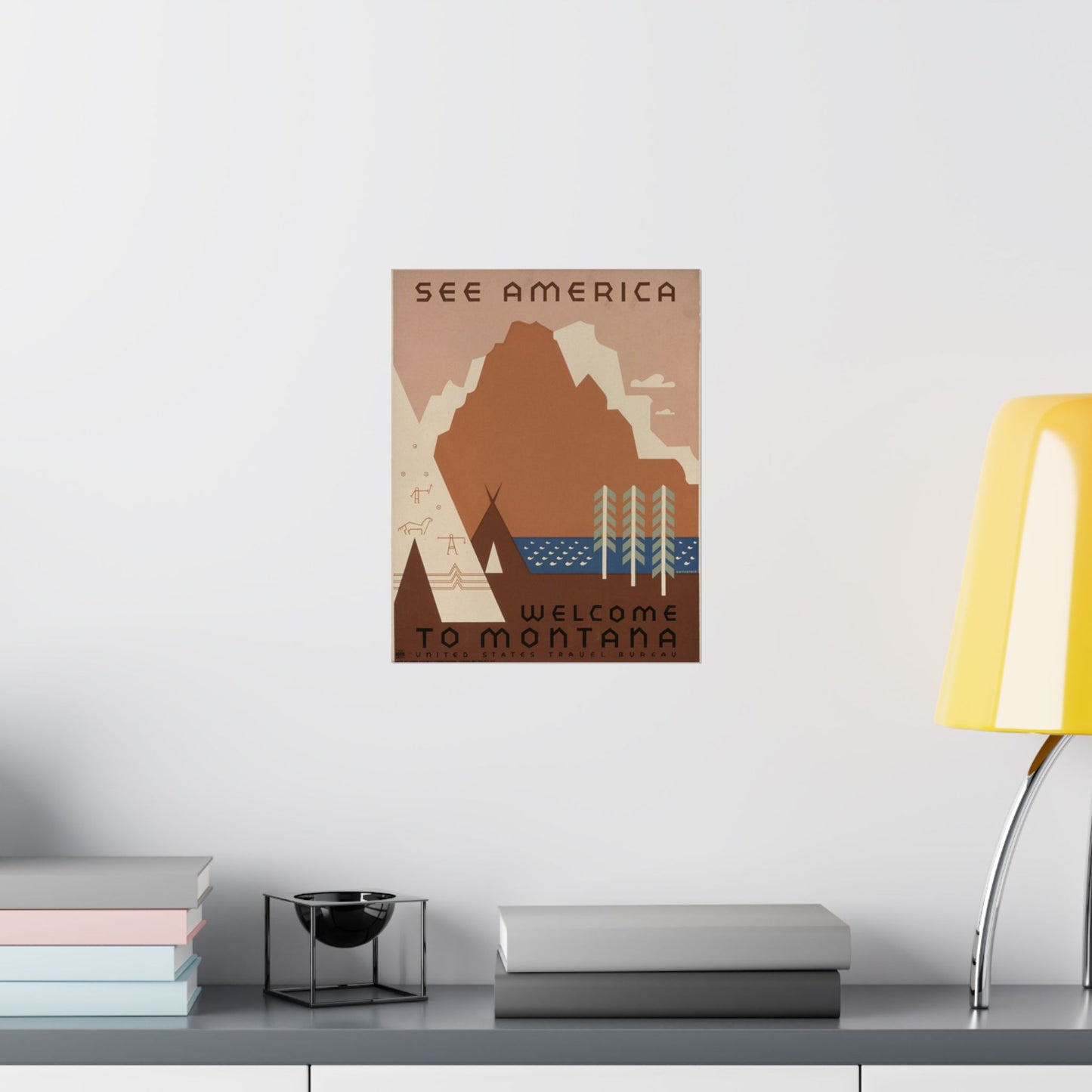 Montana WPA Poster, Vintage Montana Travel Poster, 1930s Travel Art by Rothstein, 11x14