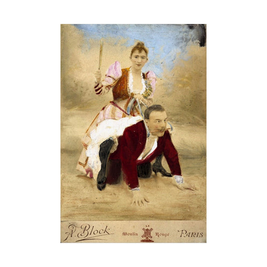 Moulin Rouge Dominance Postcard, Hand-Colored Photo by A. Block, Paris Erotic Ephemera c.1890s