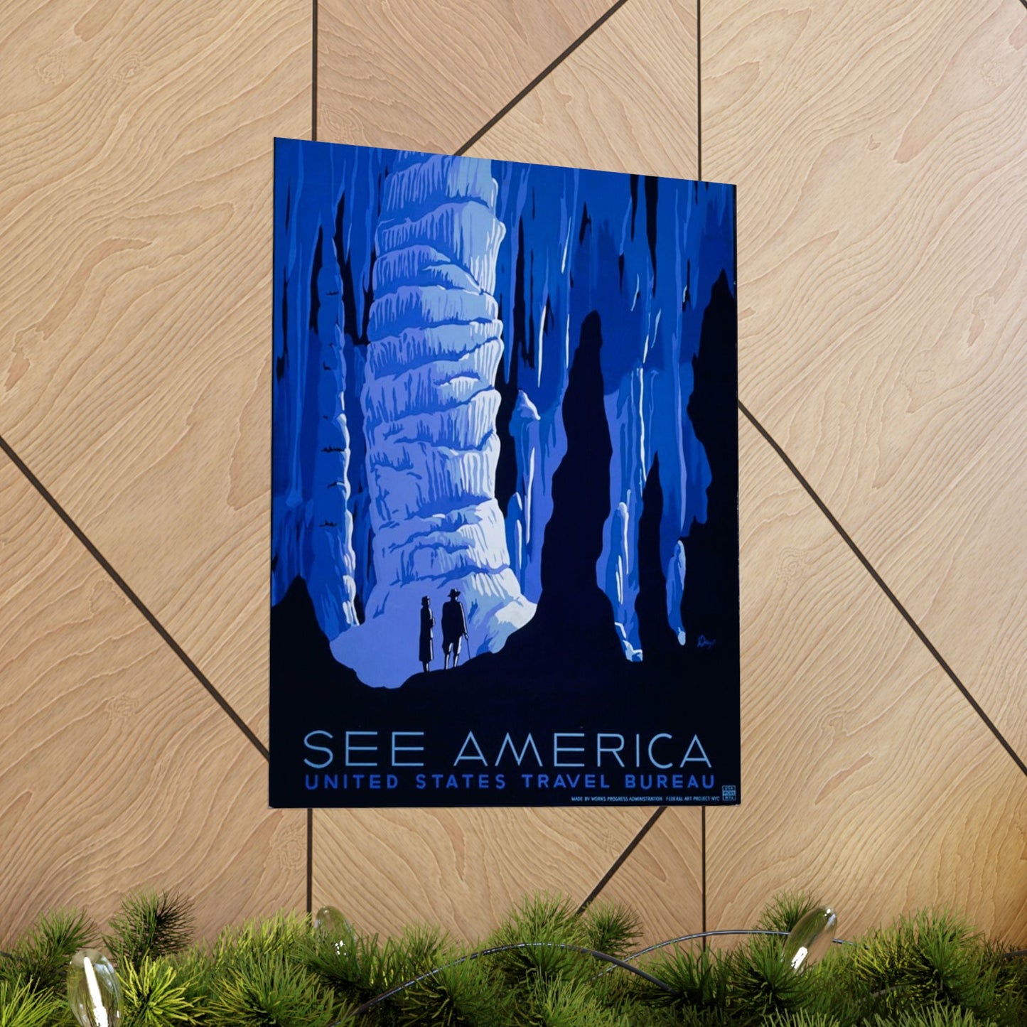 See America WPA Poster, 1930s Cavern Scene by Alexander Dux, Vintage National Parks Print 16x20