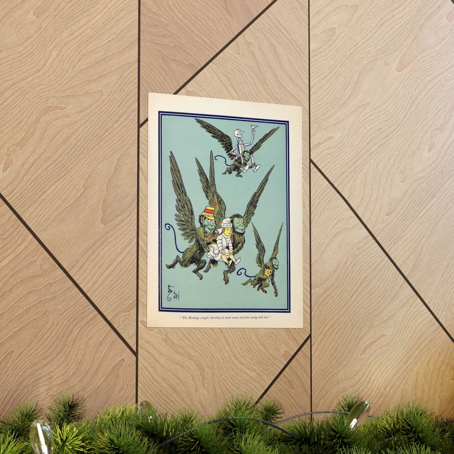 Flying Monkeys Oz Illustration – 1900 W.W. Denslow Print – Wizard of Oz Vintage Book Art