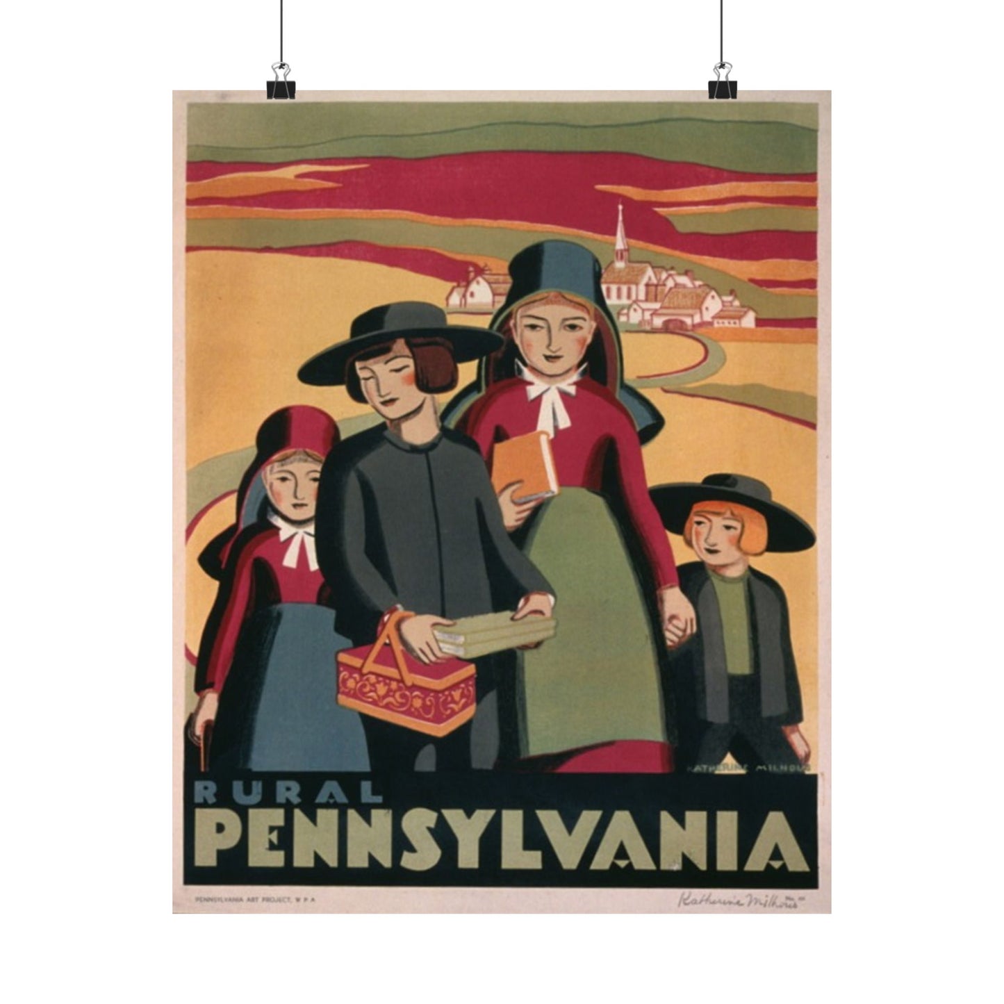 Rural Pennsylvania WPA Poster, 1930s Americana by Katherine Milhous, Folk Life & Heritage Print 20x30