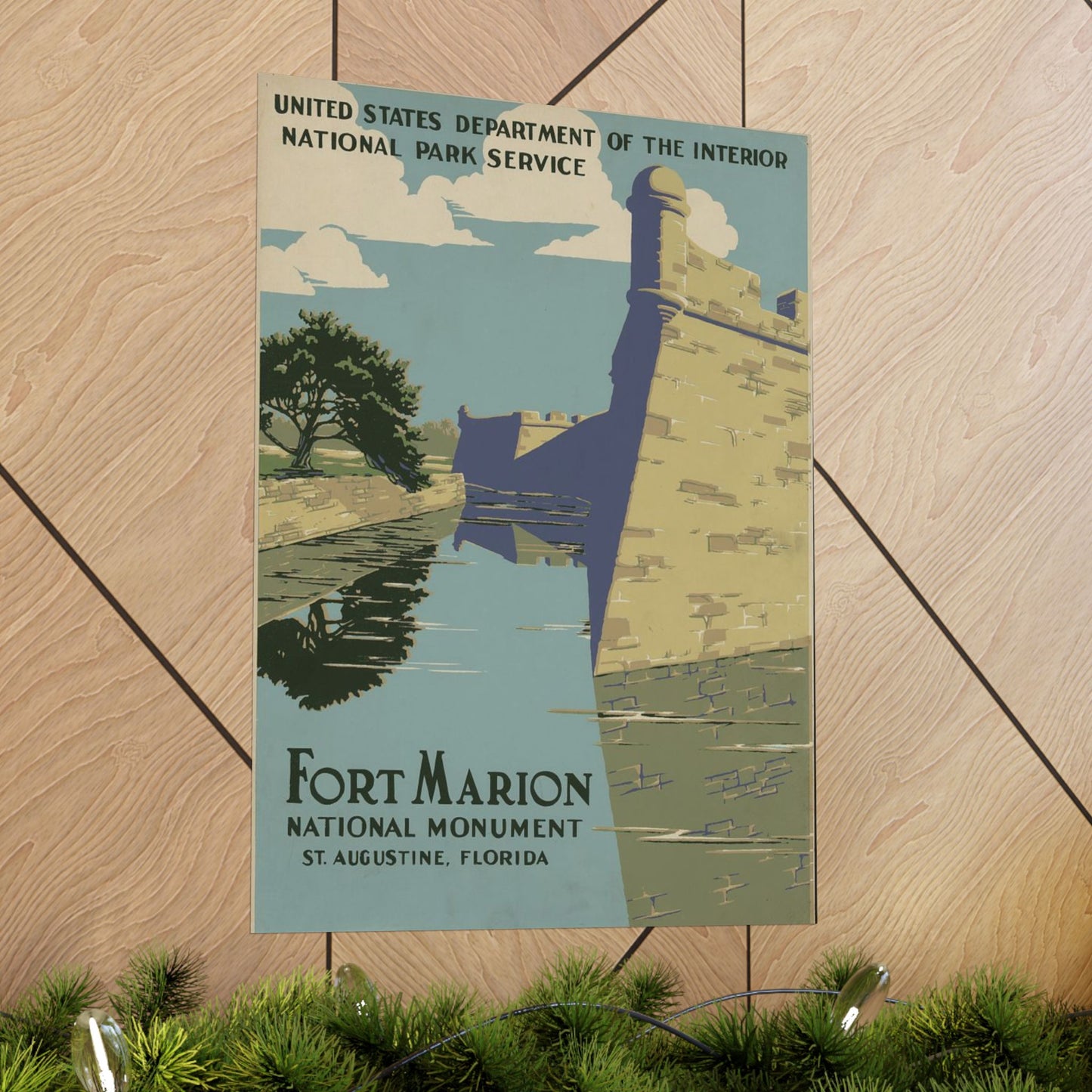 Fort Marion WPA Poster, 1930s St. Augustine Travel Print, Castillo de San Marcos Art by C. Don Powell 18x24
