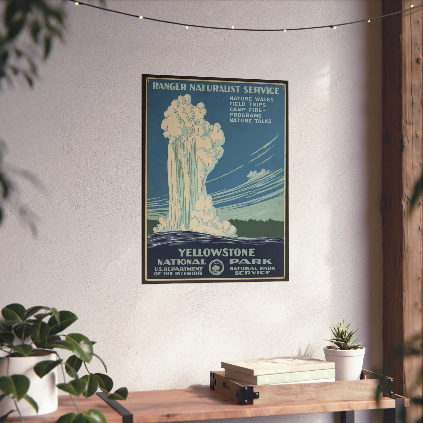 Old Faithful Poster, 1930s Yellowstone National Park Print, Vintage WPA Travel Art 18x24