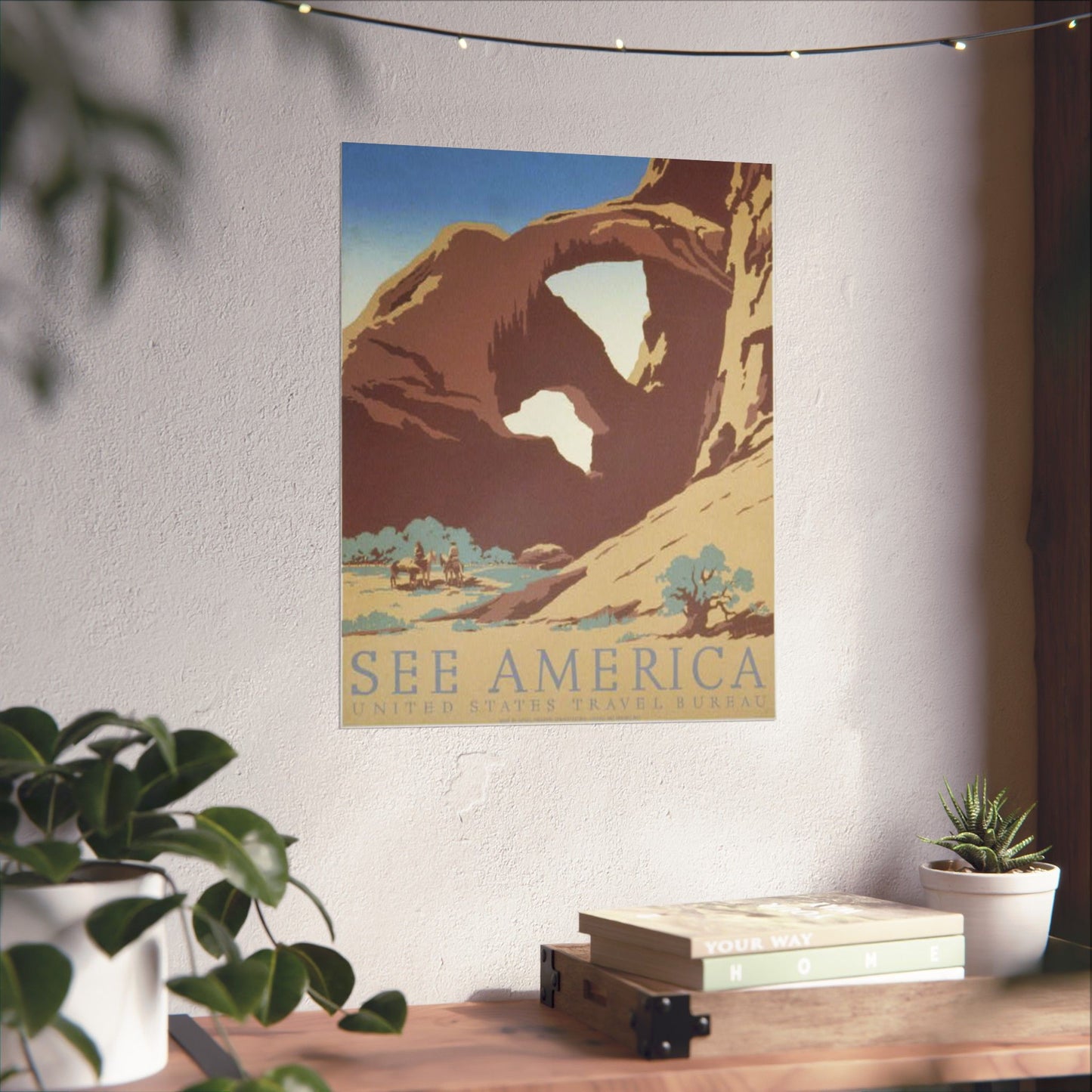 See America WPA Poster, 1930s Desert Arch Landscape by Frank S. Nicholson, Western Travel Print 16x20