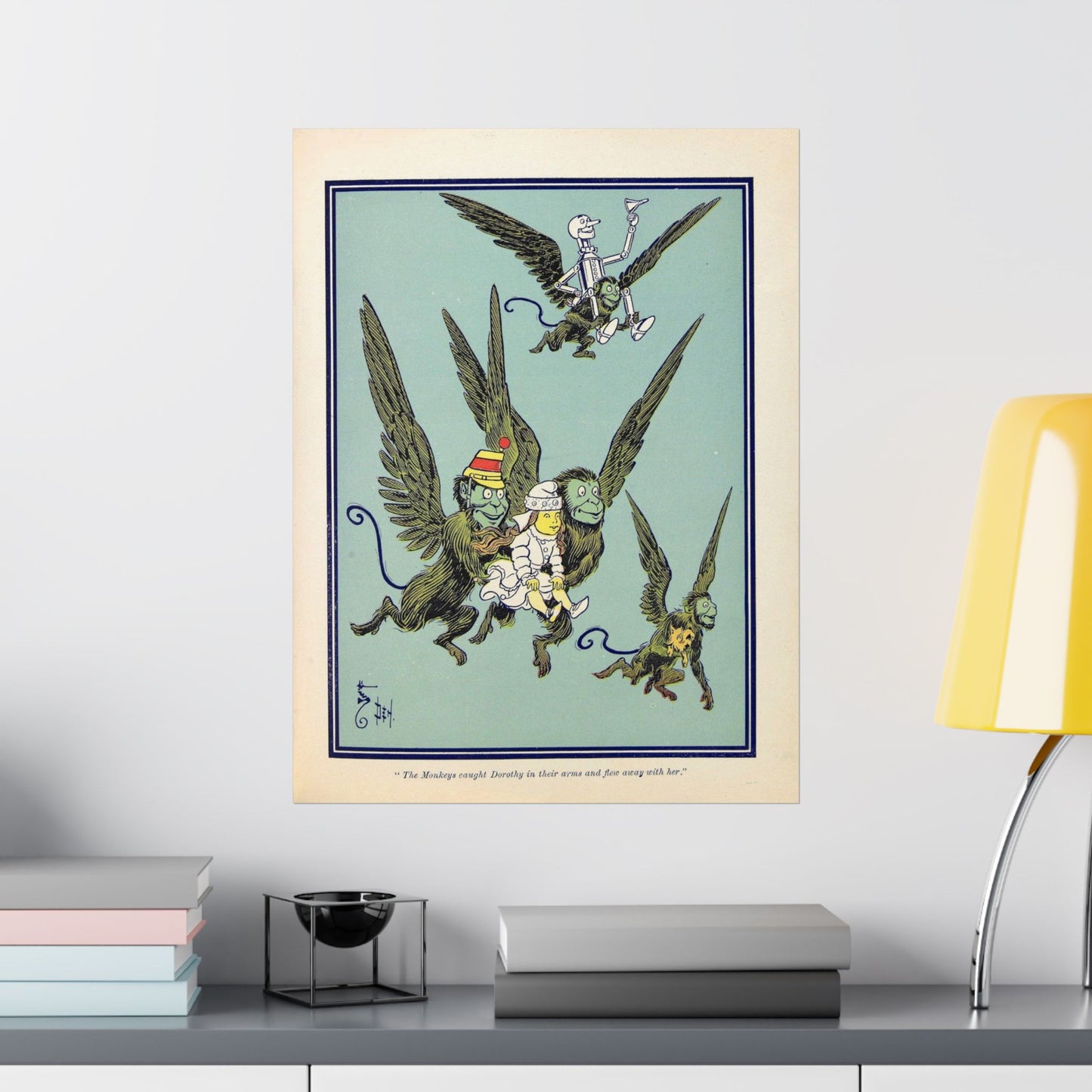Flying Monkeys Oz Illustration – 1900 W.W. Denslow Print – Wizard of Oz Vintage Book Art