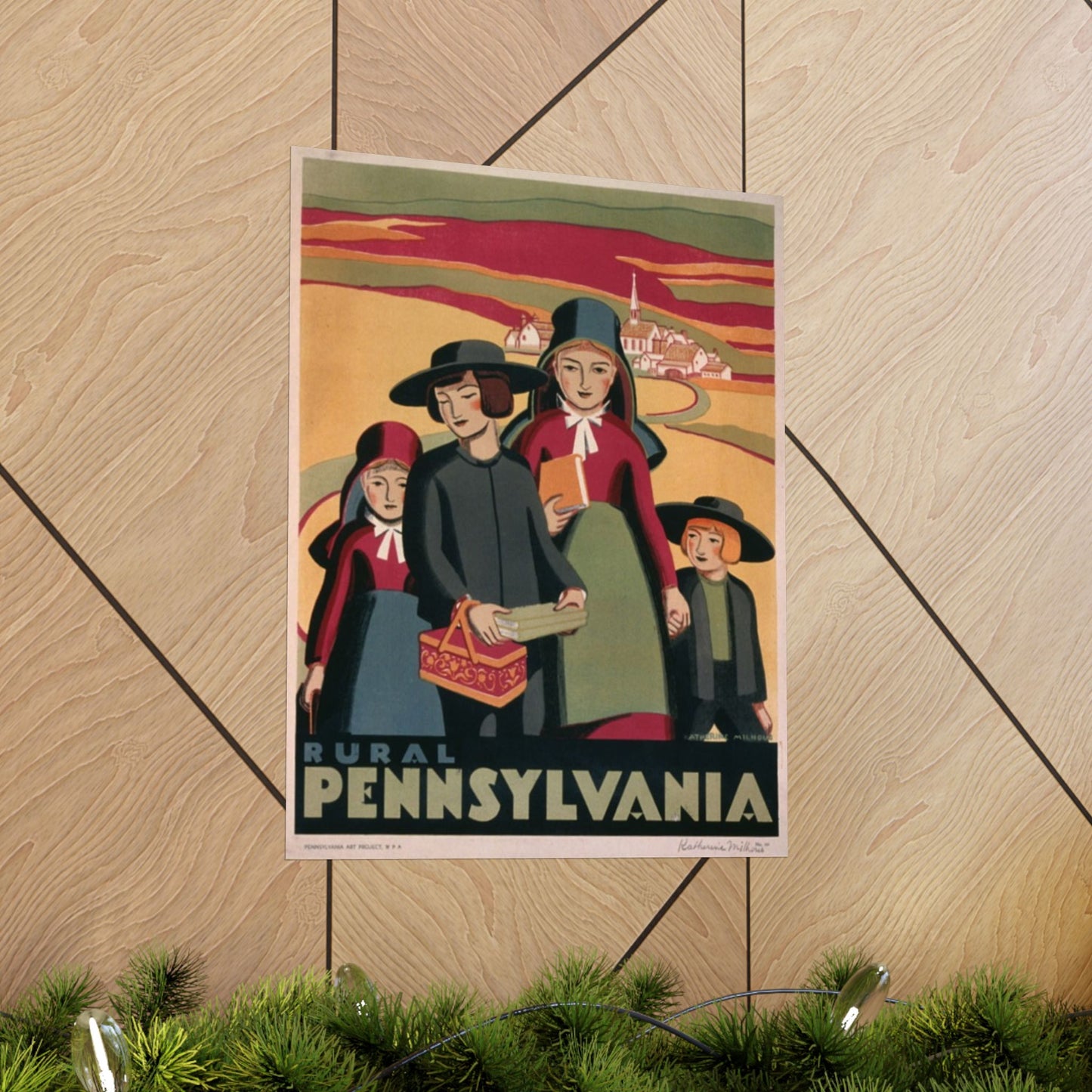 Rural Pennsylvania WPA Poster, 1930s Americana by Katherine Milhous, Folk Life & Heritage Print 20x30