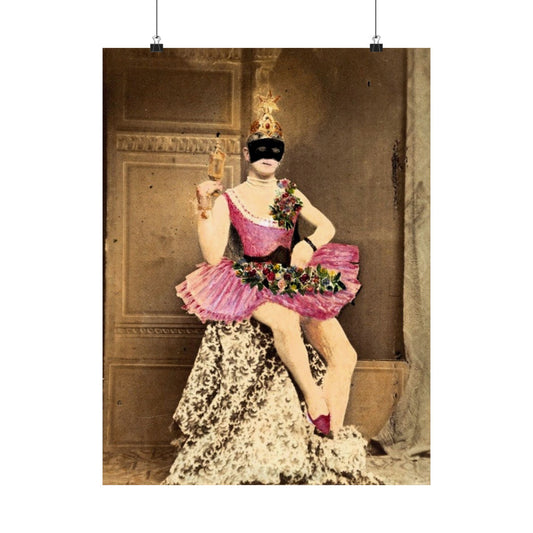 Victorian Masquerade Photograph, Hand-Colored French Postcard c.1890, Krafft-Ebing Era Erotic Ephemera