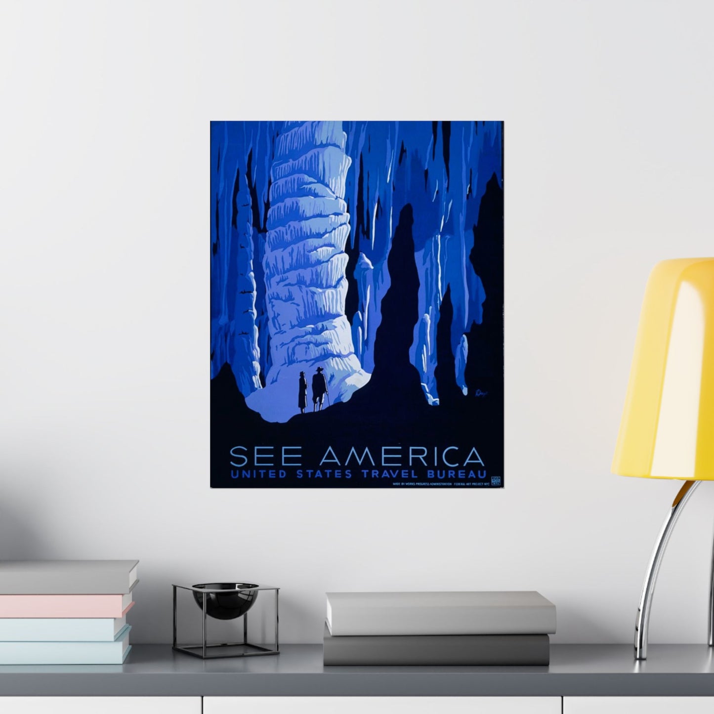 See America WPA Poster, 1930s Cavern Scene by Alexander Dux, Vintage National Parks Print 16x20