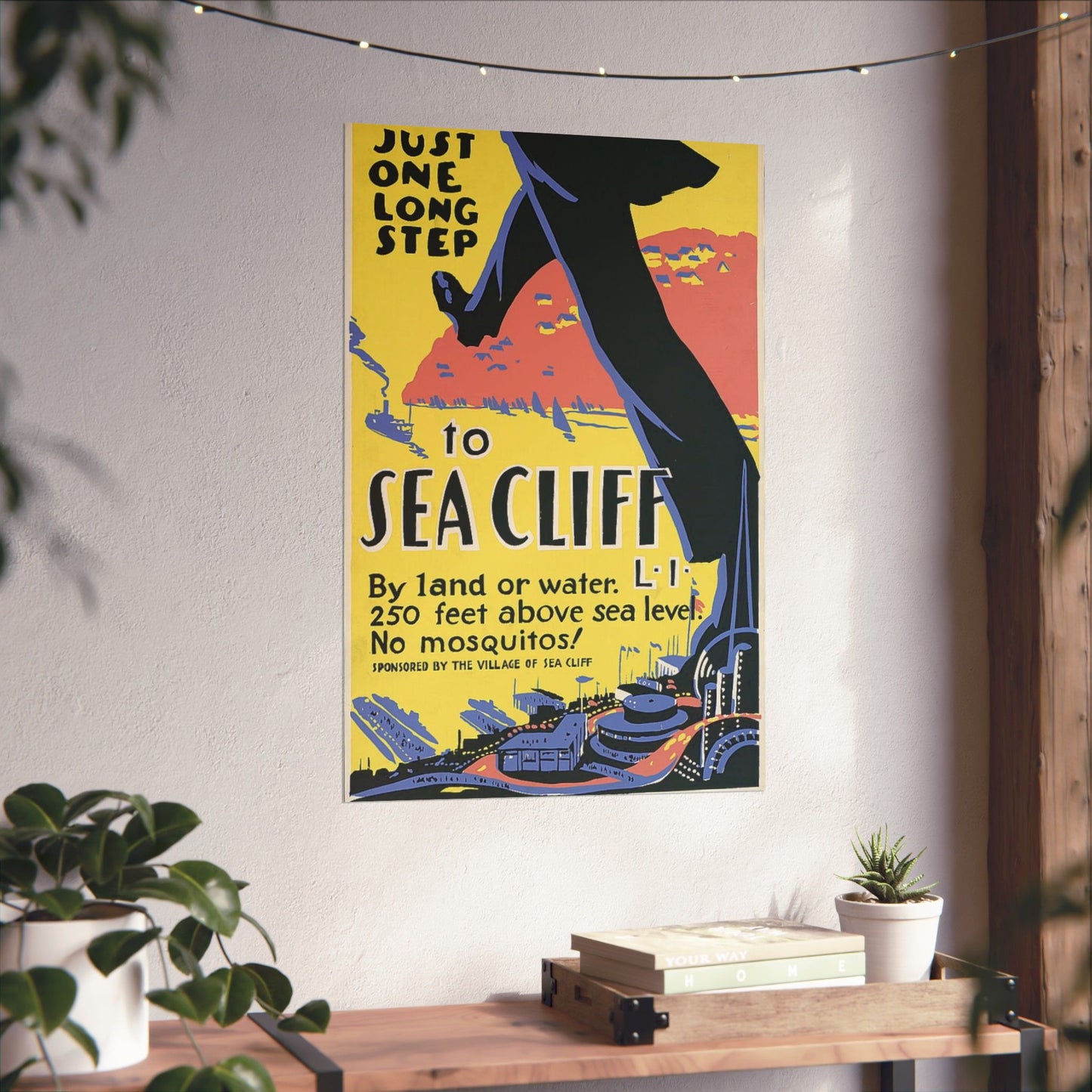 Sea Cliff WPA Poster, 1930s Long Island Travel Art, New York World's Fair Era Print 20x30