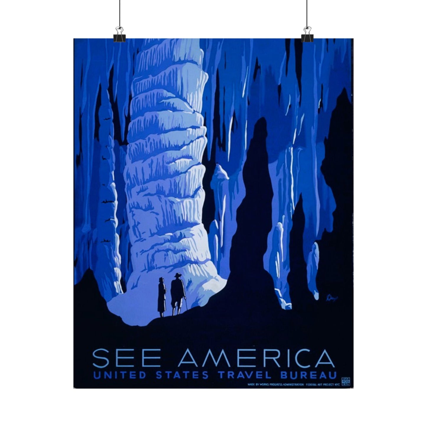 See America WPA Poster, 1930s Cavern Scene by Alexander Dux, Vintage National Parks Print 16x20