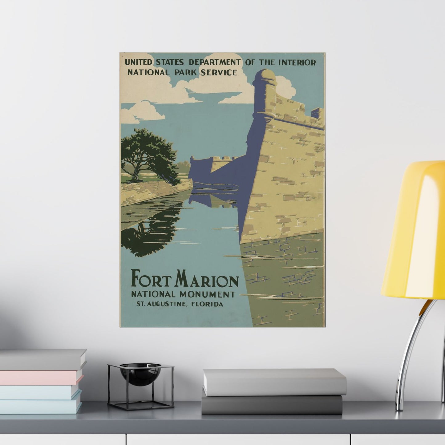 Fort Marion WPA Poster, 1930s St. Augustine Travel Print, Castillo de San Marcos Art by C. Don Powell 18x24
