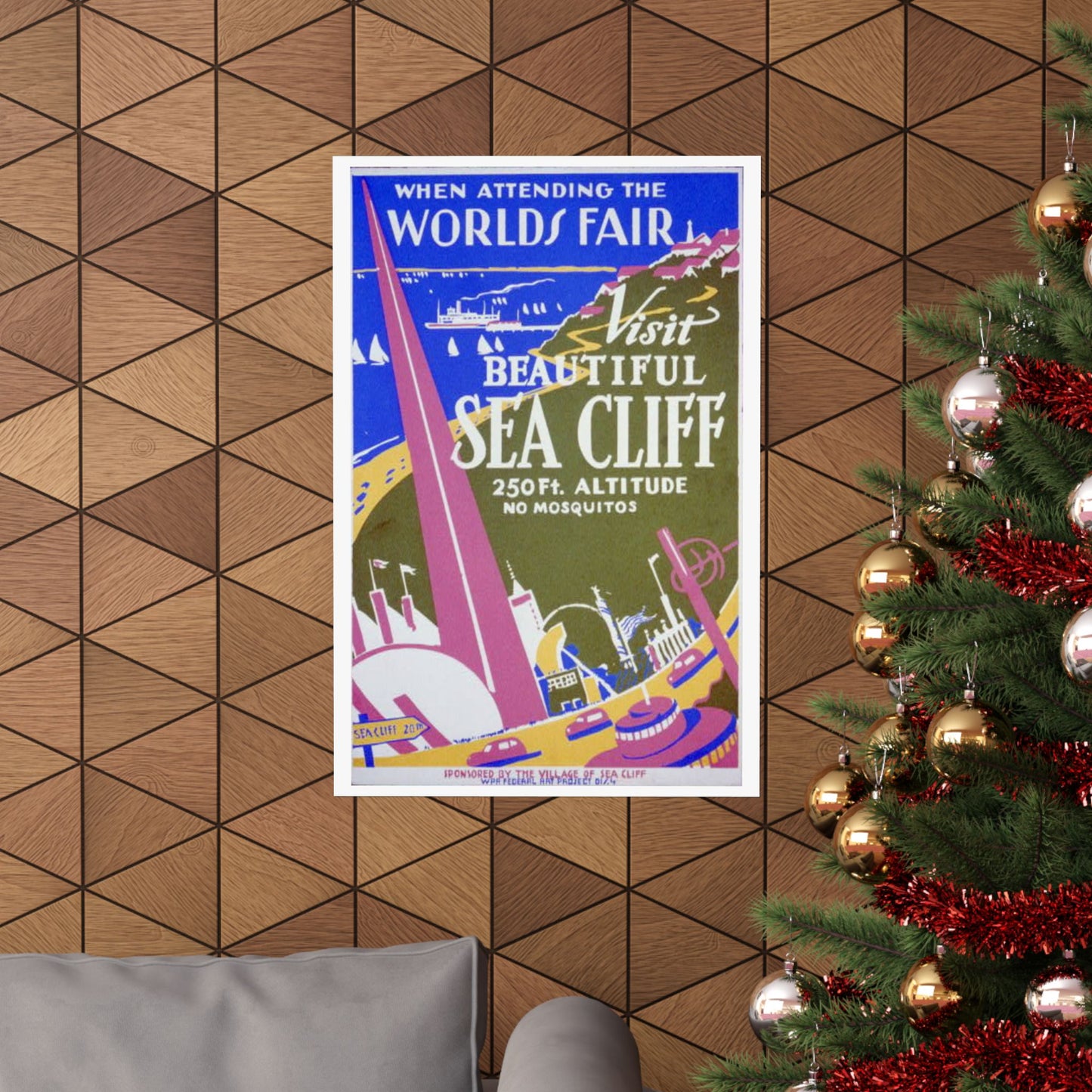 Sea Cliff WPA Poster, 1939 New York World's Fair Travel Print, Vintage Long Island Art 20x30