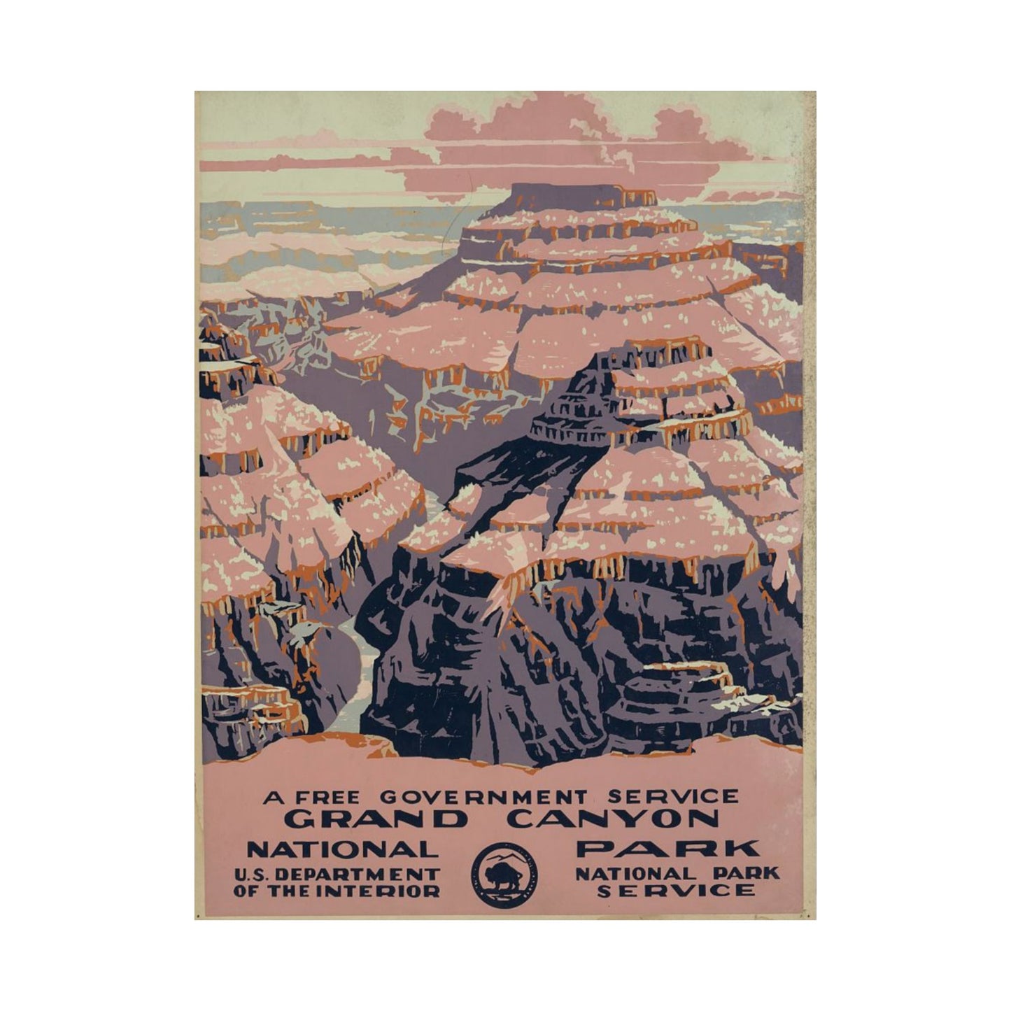 Grand Canyon WPA Poster, 1930s National Park Print, Vintage Landscape by C. Don Powell 18x24