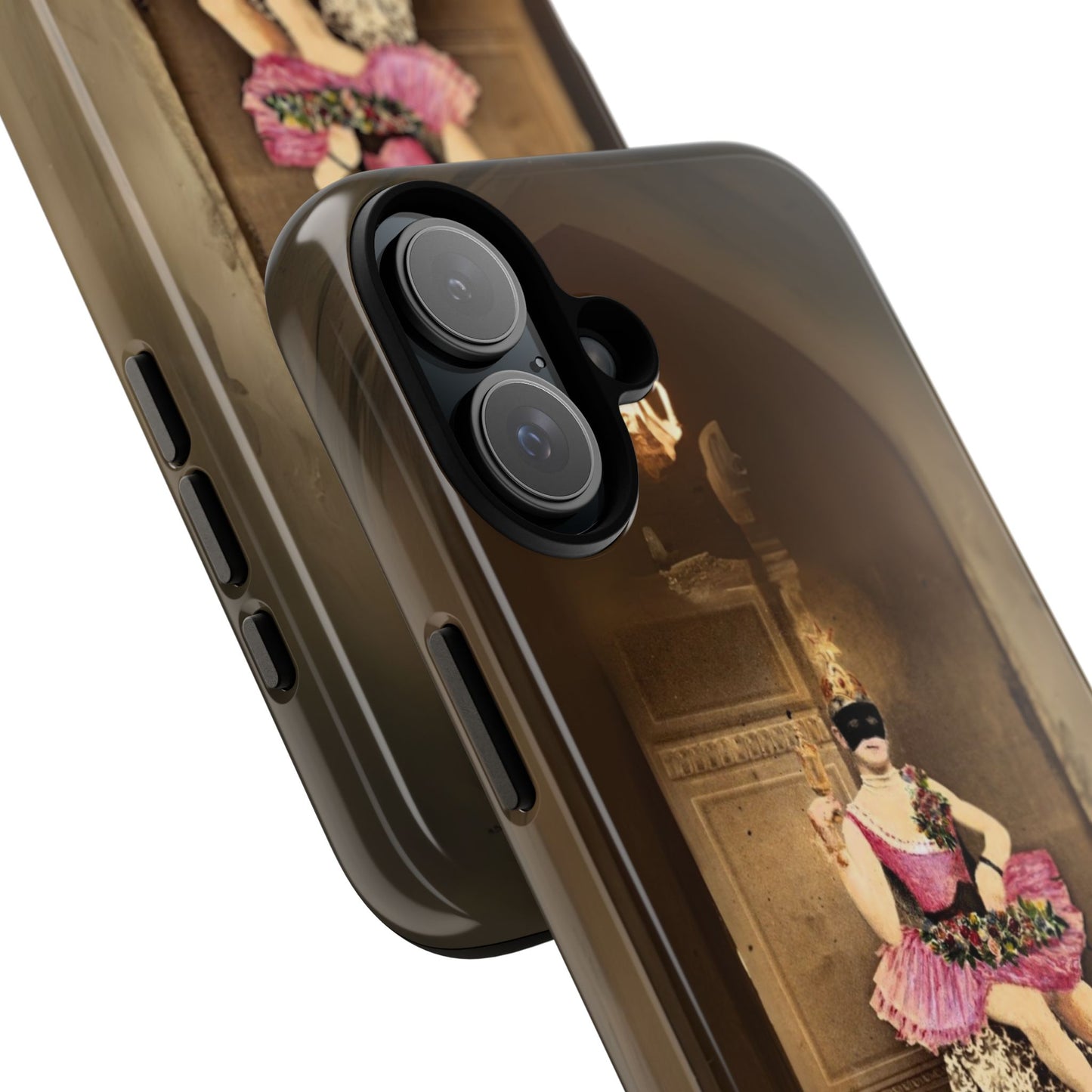 Victorian Masquerade iPhone 16 Case, Fin-de-Siècle French Postcard Art, Vintage Pink Tutu Collage