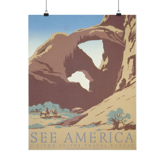 See America WPA Poster, 1930s Desert Arch Landscape by Frank S. Nicholson, Western Travel Print 16x20