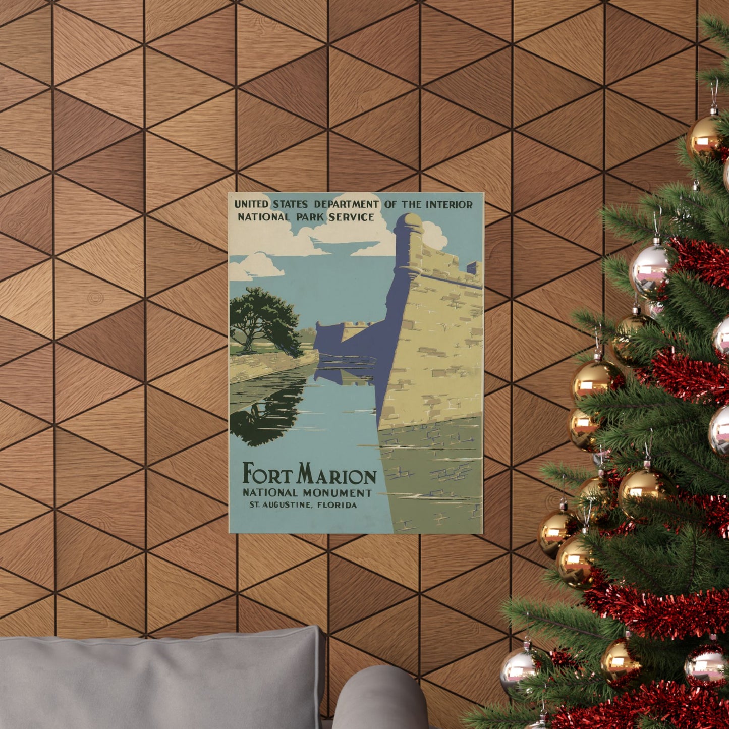 Fort Marion WPA Poster, 1930s St. Augustine Travel Print, Castillo de San Marcos Art by C. Don Powell 18x24
