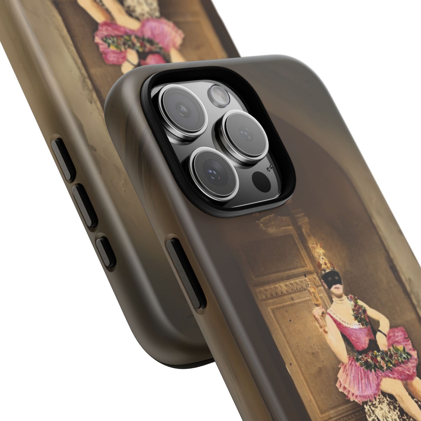 Victorian Masquerade iPhone 16 Case, Fin-de-Siècle French Postcard Art, Vintage Pink Tutu Collage