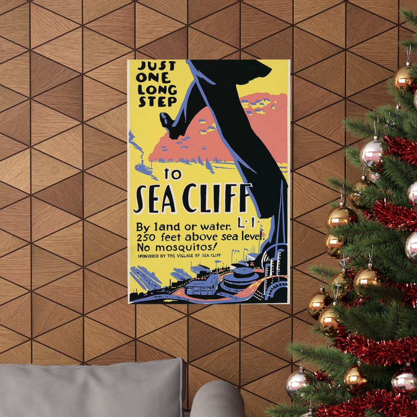 Sea Cliff WPA Poster, 1930s Long Island Travel Art, New York World's Fair Era Print 20x30