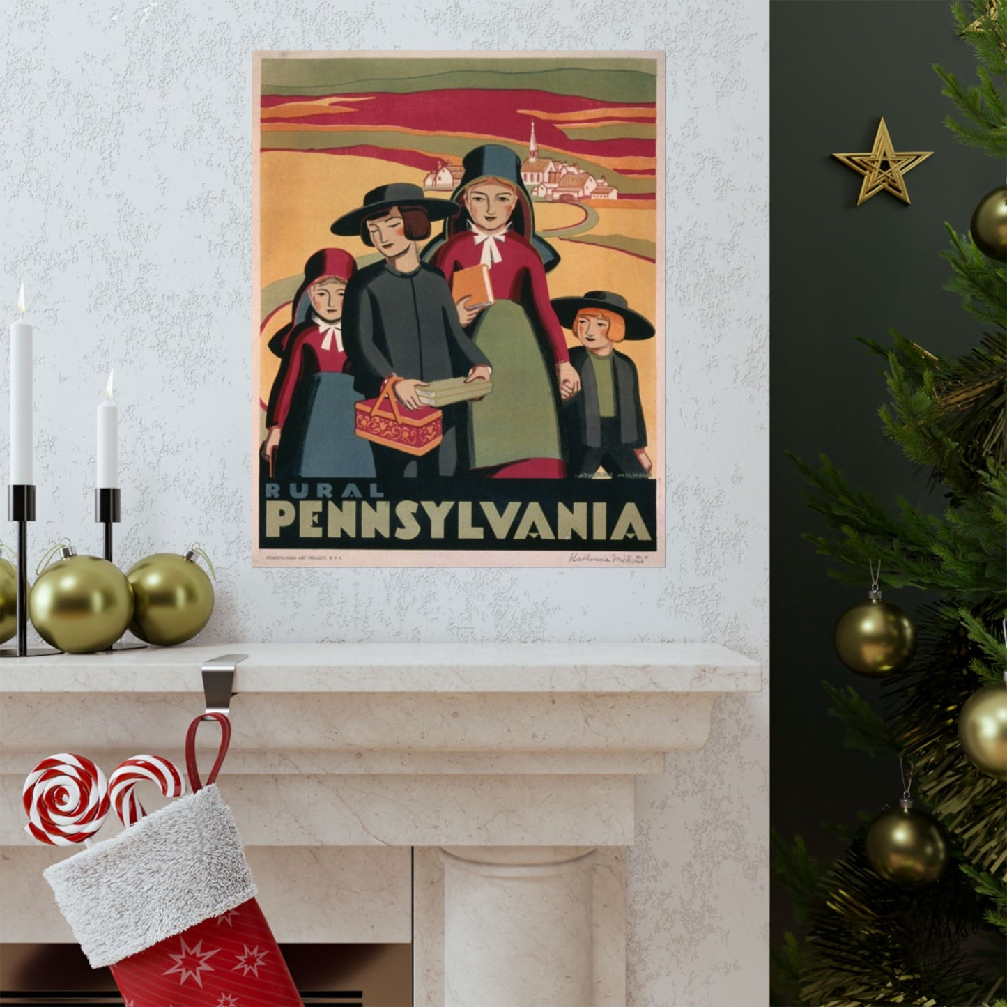 Rural Pennsylvania WPA Poster, 1930s Americana by Katherine Milhous, Folk Life & Heritage Print 20x30