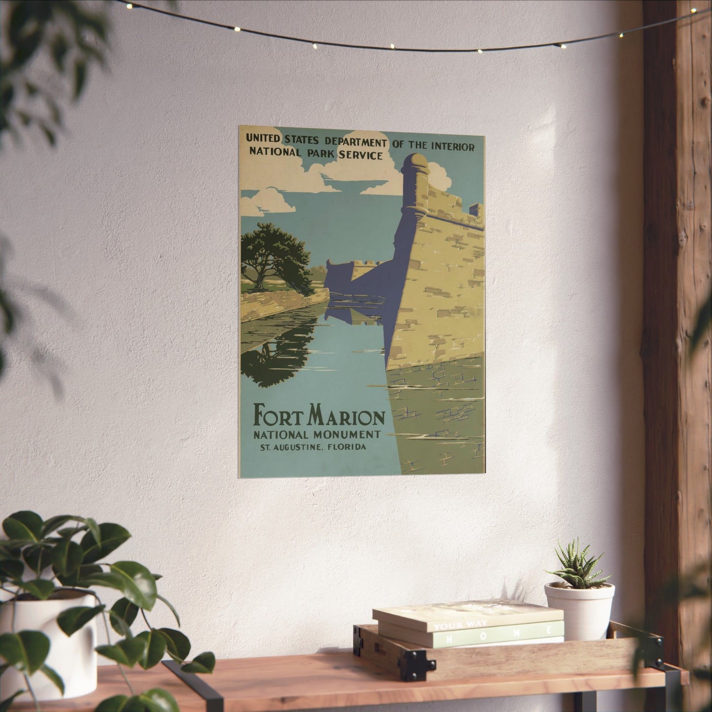 Fort Marion WPA Poster, 1930s St. Augustine Travel Print, Castillo de San Marcos Art by C. Don Powell 18x24