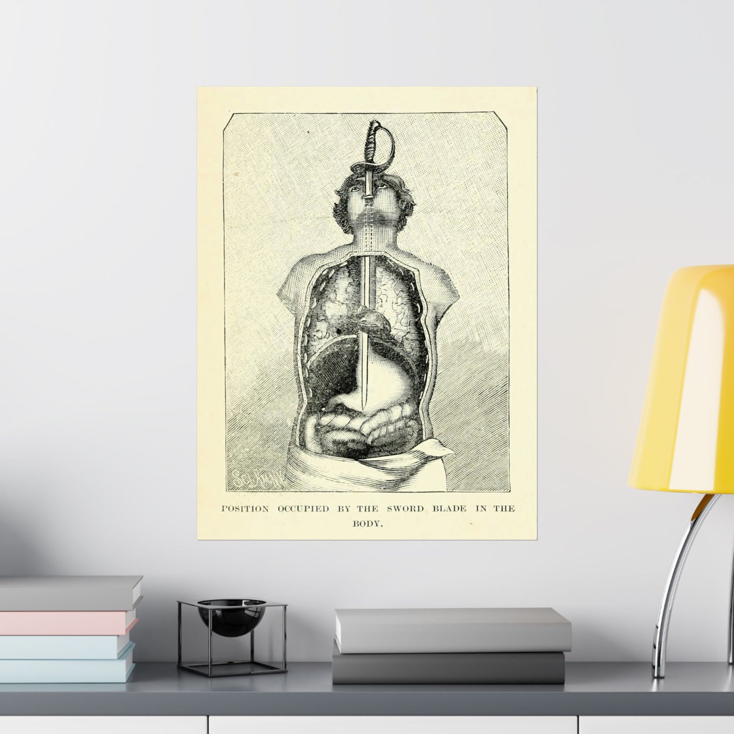 Sword Swallower Anatomy 1897 Engraving from Magic: Stage Illusions and Scientific Diversions Vintage Sideshow Print