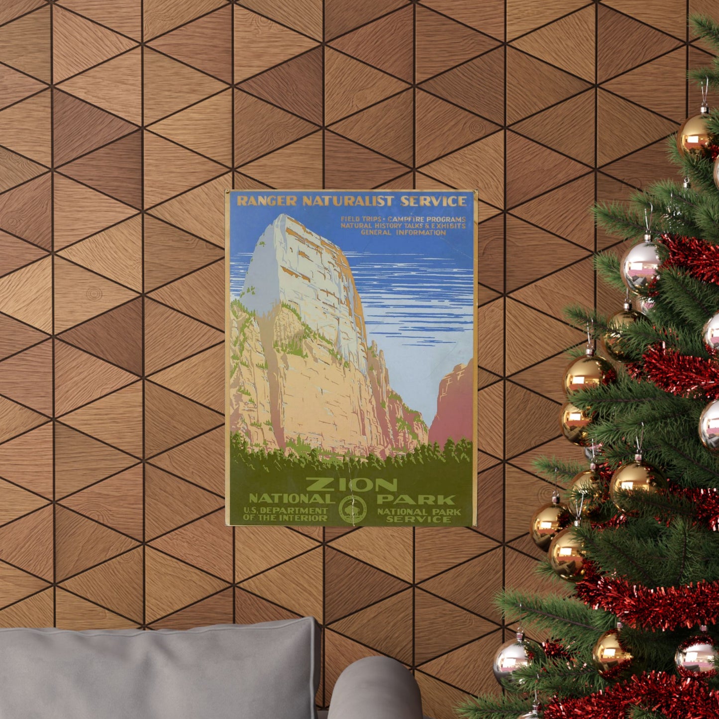 Zion National Park Poster, 1938 Ranger Naturalist Service Print by C. Don Powell, WPA Era Landscape 18x24