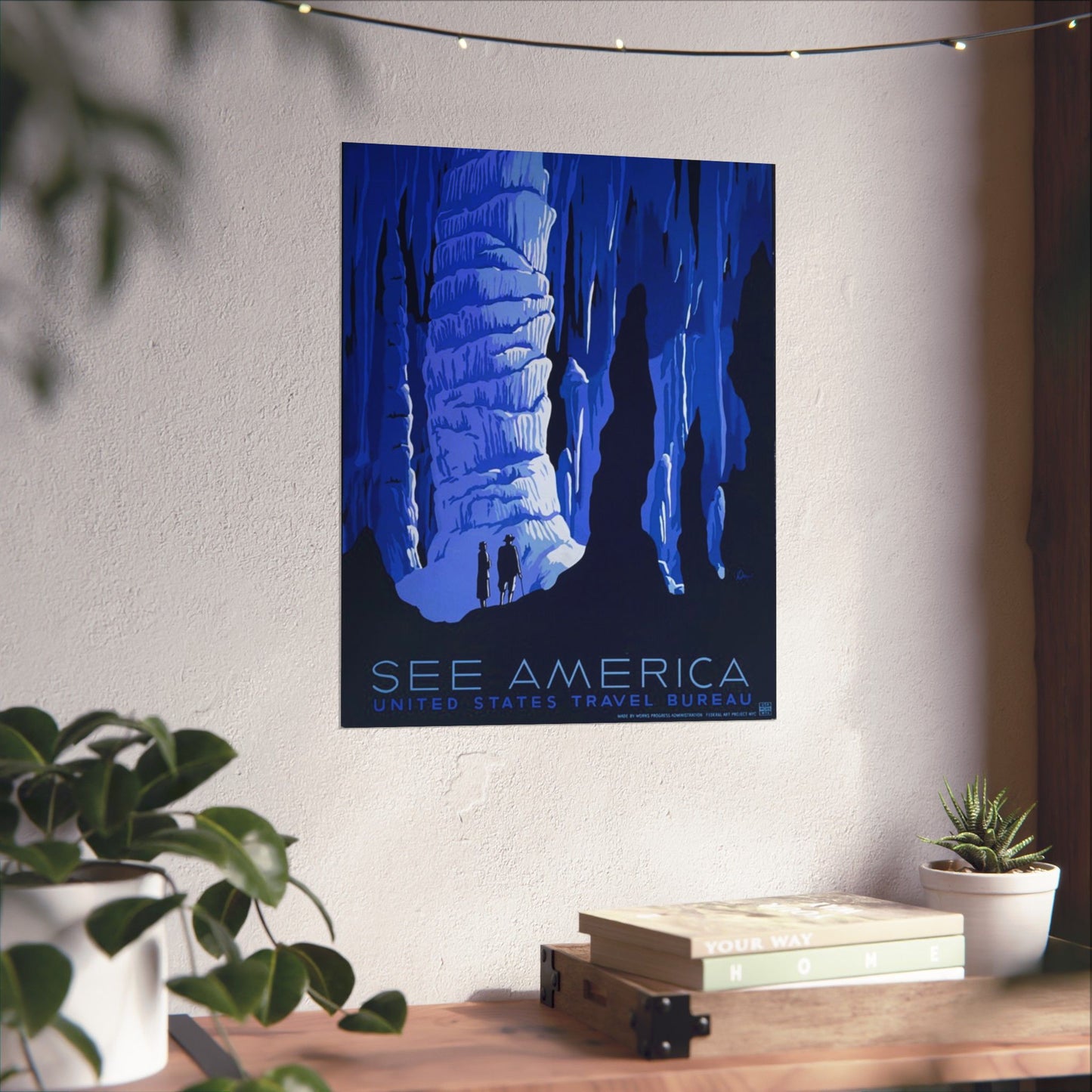 See America WPA Poster, 1930s Cavern Scene by Alexander Dux, Vintage National Parks Print 16x20