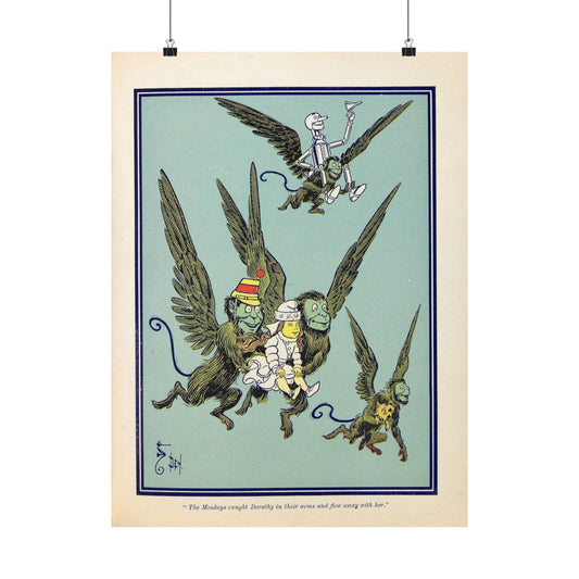 Flying Monkeys Oz Illustration – 1900 W.W. Denslow Print – Wizard of Oz Vintage Book Art