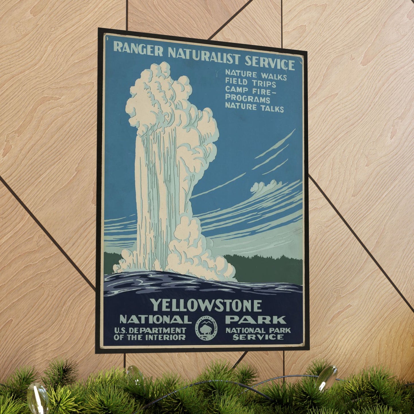 Old Faithful Poster, 1930s Yellowstone National Park Print, Vintage WPA Travel Art 18x24