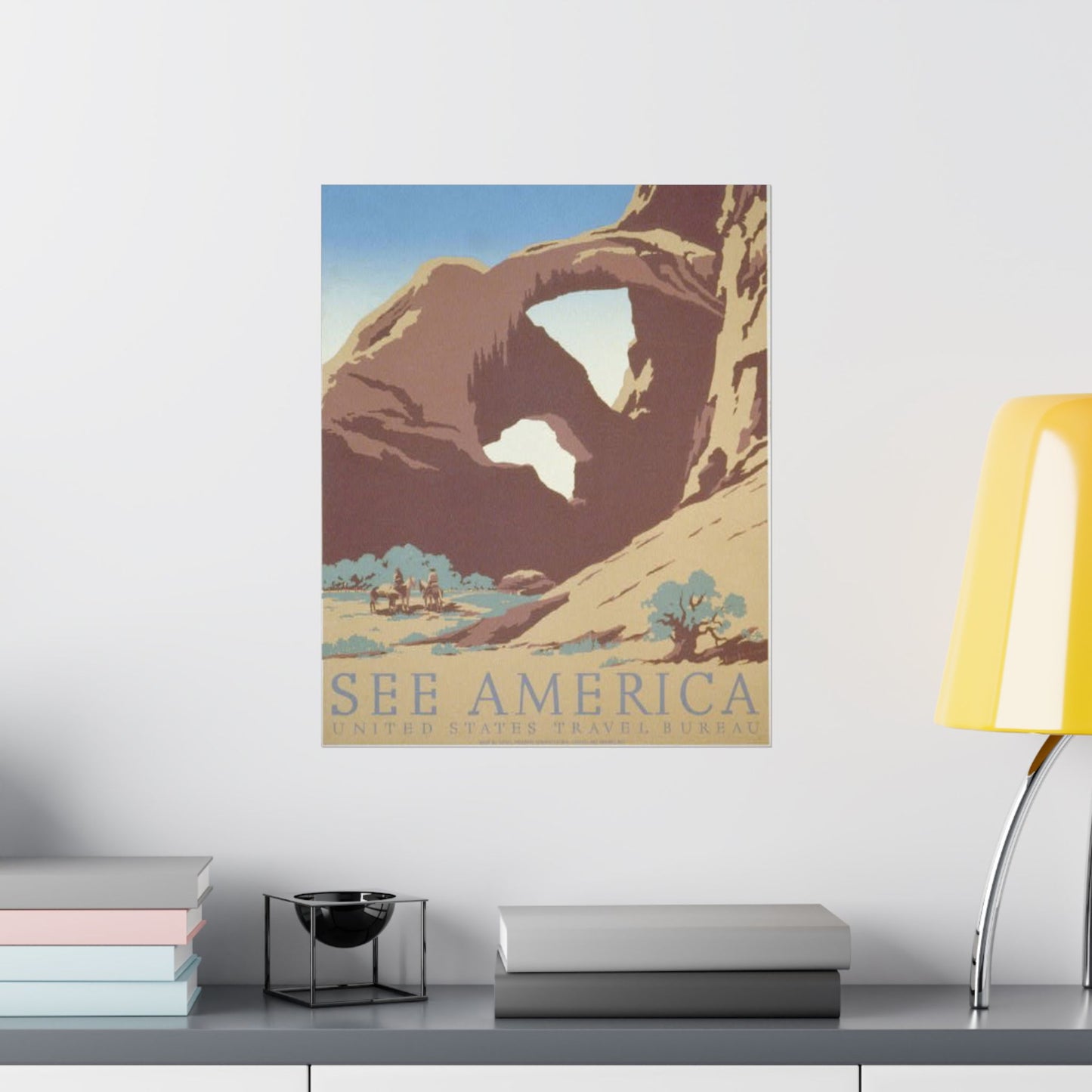 See America WPA Poster, 1930s Desert Arch Landscape by Frank S. Nicholson, Western Travel Print 16x20