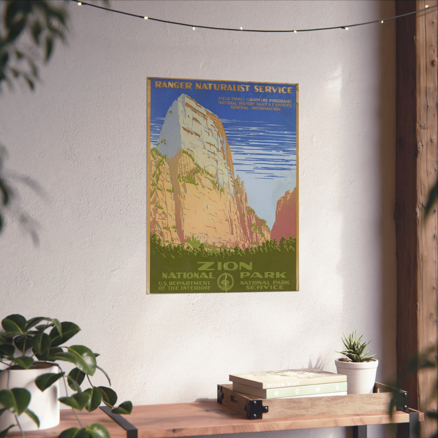 Zion National Park Poster, 1938 Ranger Naturalist Service Print by C. Don Powell, WPA Era Landscape 18x24