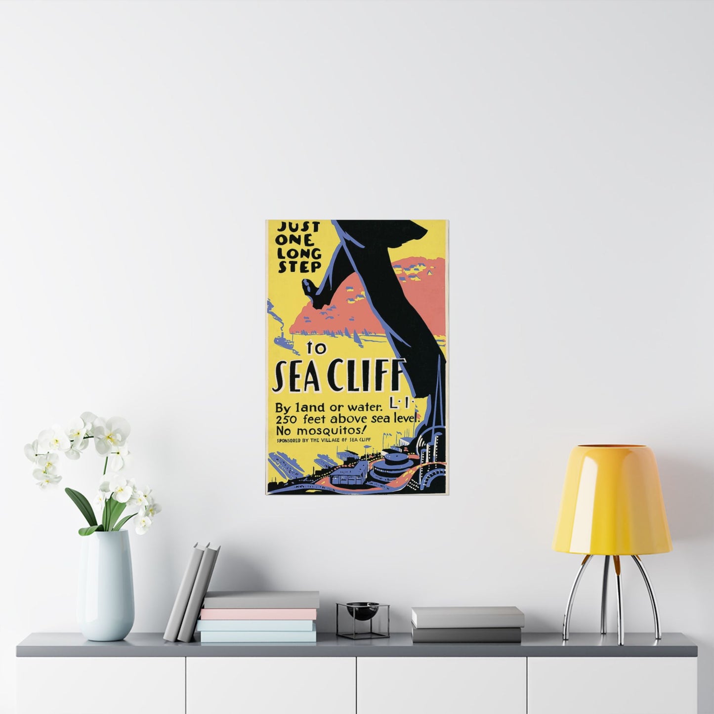 Sea Cliff WPA Poster, 1930s Long Island Travel Art, New York World's Fair Era Print 20x30