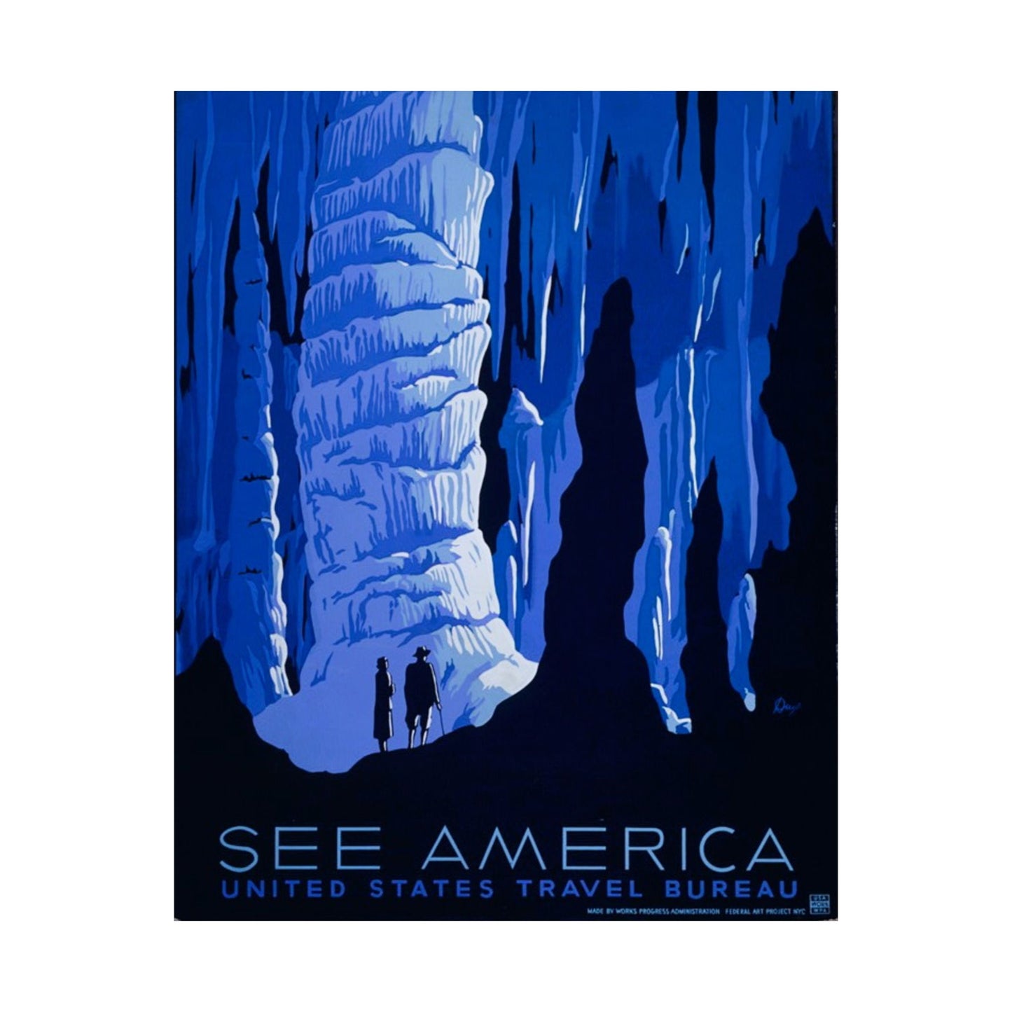 See America WPA Poster, 1930s Cavern Scene by Alexander Dux, Vintage National Parks Print 16x20