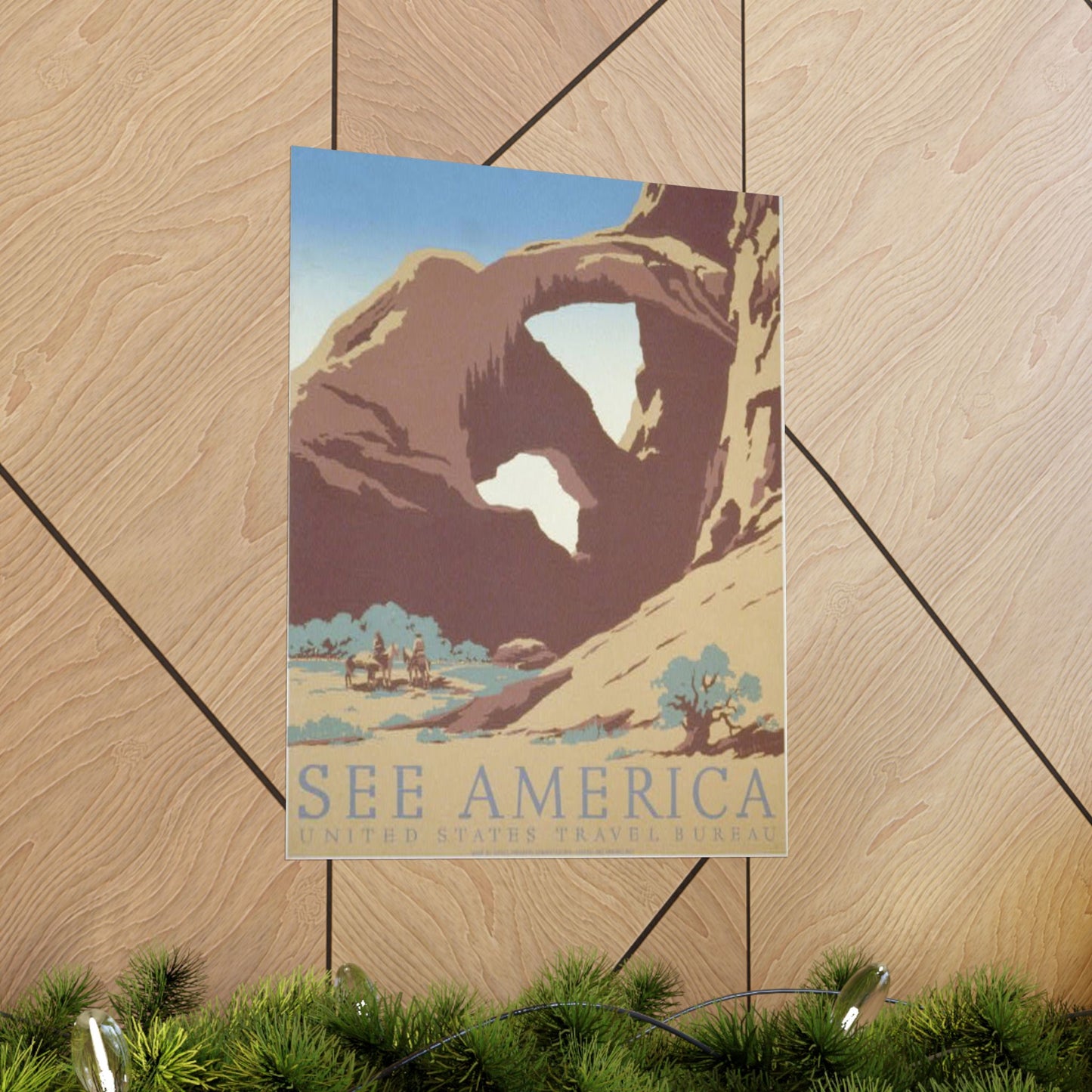 See America WPA Poster, 1930s Desert Arch Landscape by Frank S. Nicholson, Western Travel Print 16x20