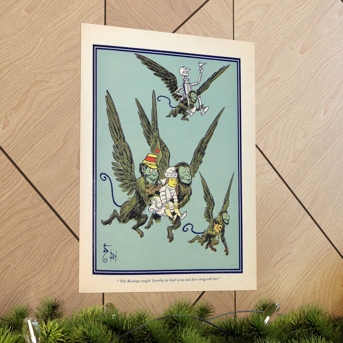 Flying Monkeys Oz Illustration – 1900 W.W. Denslow Print – Wizard of Oz Vintage Book Art